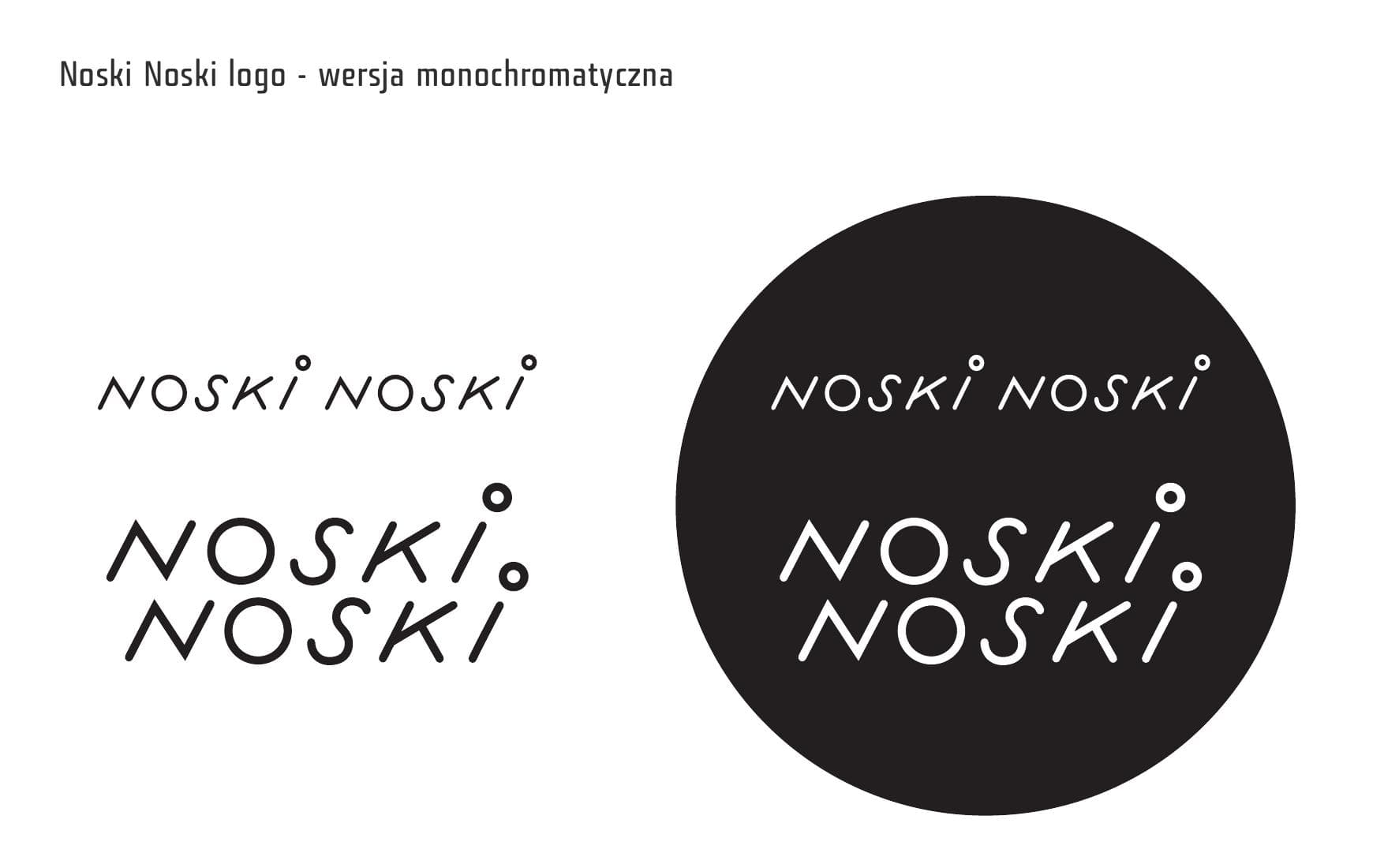 Logo Noski Noski — wersja czarno-biała i w kole.
